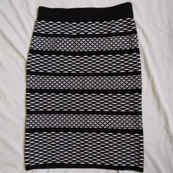 Cato Established 1946 Knit Sweater Skirt Black White Women's Size M - Picture 1 of 9